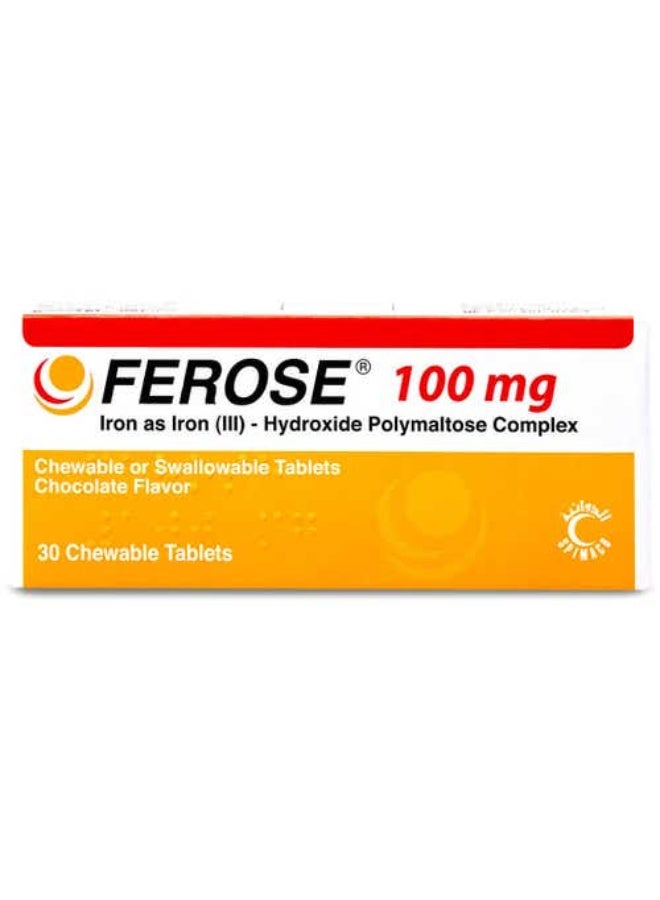 Ferose 100 mg 30 Chocolate Chewable Tablets - Image 1