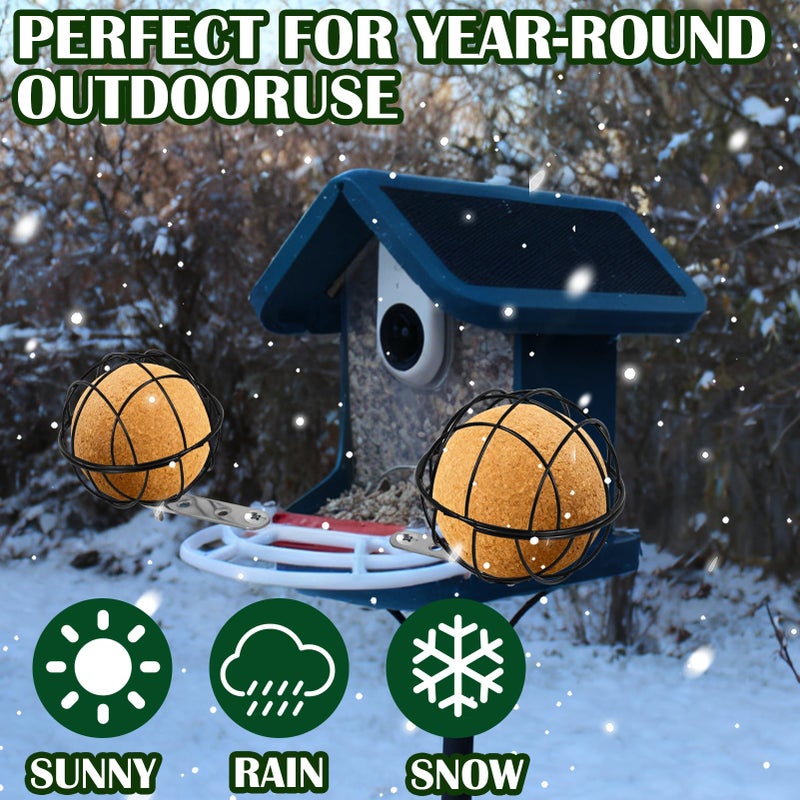 Fantang Metal Suet Ball Holder, Black Bird Suet Ball Cage Durable Bird Feeder Accessories with 5mm Screw Hole and 2PCS Perch Extender Compatible with Outdoor Smart Feeders (2 PCS-Dia 3.15", Dia 2.75") - Image 5