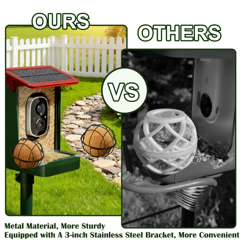 Fantang Metal Suet Ball Holder, Black Bird Suet Ball Cage Durable Bird Feeder Accessories with 5mm Screw Hole and 2PCS Perch Extender Compatible with Outdoor Smart Feeders (2 PCS-Dia 3.15", Dia 2.75") - Image 4