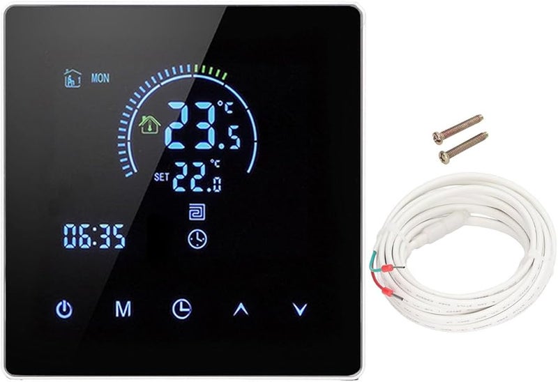 منظم الحرارة الرقمي القابل للبرمجة بشاشة LCD ذكية بيضاء للمنزل والمكتب والفندق، يعمل بجهد 90V إلى 240V لمكيفات الهواء - Image 1