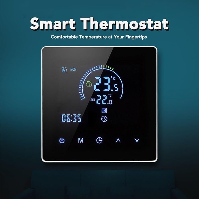منظم الحرارة الرقمي القابل للبرمجة بشاشة LCD ذكية بيضاء للمنزل والمكتب والفندق، يعمل بجهد 90V إلى 240V لمكيفات الهواء - Image 4