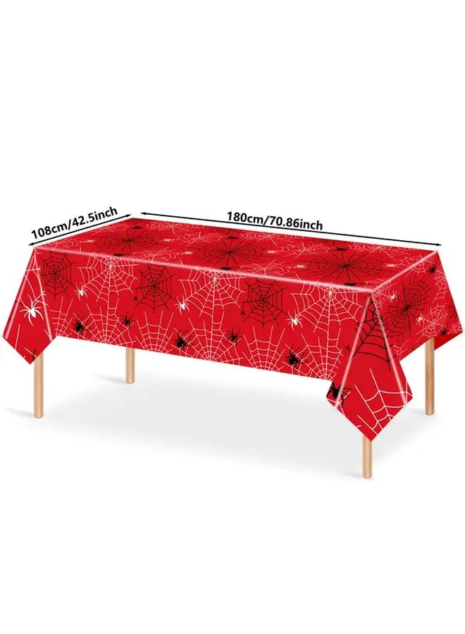 A 108x180 Set Of Two Spider Web Tablecloths Red And Blue Superhero Party Decorations Suitable For Birthday And Halloween Themed Tables Easy Clean Supplies Event - Image 3