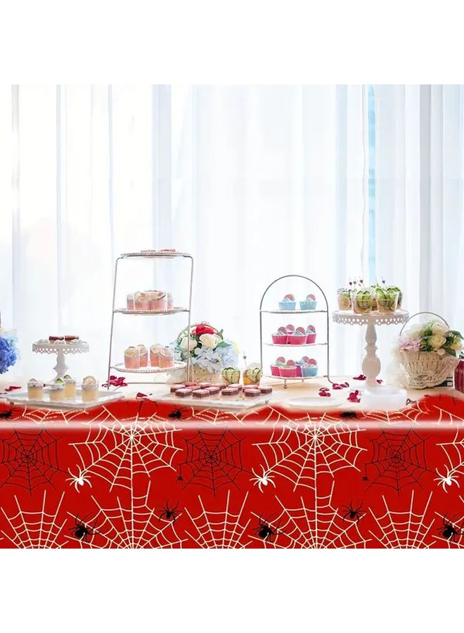A 108x180 Set Of Two Spider Web Tablecloths Red And Blue Superhero Party Decorations Suitable For Birthday And Halloween Themed Tables Easy Clean Supplies Event - Image 4