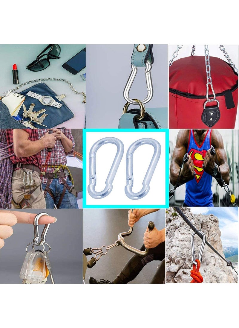 Caneuf Caneuf Stainless Steel Snap Hook Heavy Duty Safety Lock Cable Attachment for WeightLifting Mountain Climbing Gym and Home 8 MM Metal Carabiner for Everyday Use Multipurpose Silver Pack of 2  - Image 3