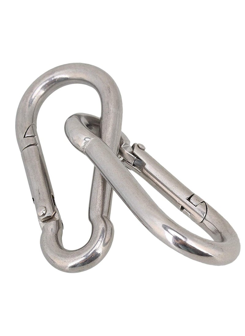 Caneuf Caneuf Stainless Steel Snap Hook Heavy Duty Safety Lock Cable Attachment for WeightLifting Mountain Climbing Gym and Home 8 MM Metal Carabiner for Everyday Use Multipurpose Silver Pack of 2  - Image 2