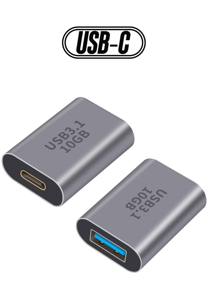 Excefore USB A to USB C Adapter 2Pack USB C to USB 3.1 Adapter 10Gbps USB A Female to USB C Female Converter Bi Directional  - Image 1