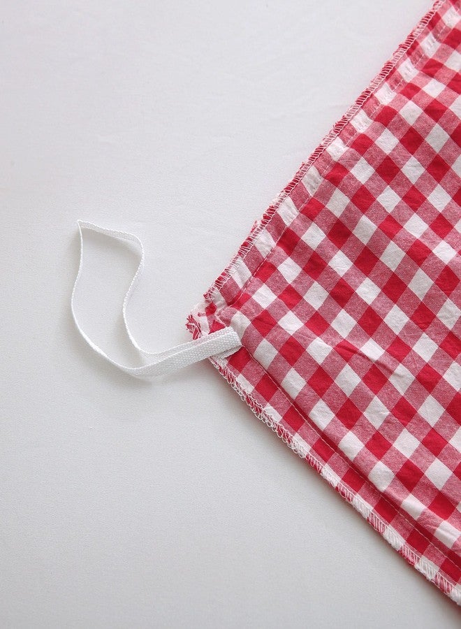 Silnuo Red/White Checkered Ruffle 3-Piece Duvet Cover Set King Size,Washed Cotton Shabby Gingham Plaid Bedding Set Farmhouse Comforter Set(King,Red) - Image 5