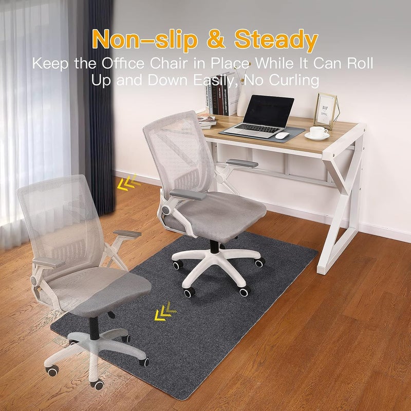 FMVIOL Office Chair Mat for Hardwood & Tile Floor, 55"x35" Computer Gaming Rolling Chair Mat, Under Desk Low-Pile Rug, Large Anti-Slip Floor Protector for Home Ofiice(Dark Gray) - Image 3
