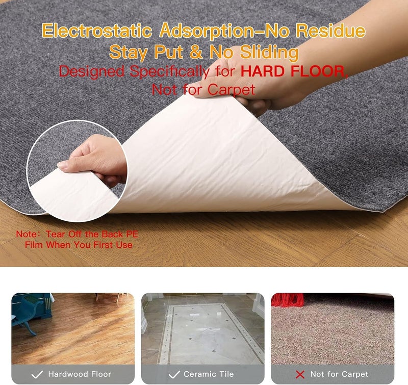 FMVIOL Office Chair Mat for Hardwood & Tile Floor, 55"x35" Computer Gaming Rolling Chair Mat, Under Desk Low-Pile Rug, Large Anti-Slip Floor Protector for Home Ofiice(Dark Gray) - Image 2