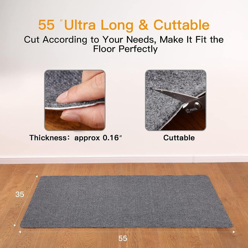 FMVIOL Office Chair Mat for Hardwood & Tile Floor, 55"x35" Computer Gaming Rolling Chair Mat, Under Desk Low-Pile Rug, Large Anti-Slip Floor Protector for Home Ofiice(Dark Gray) - Image 4