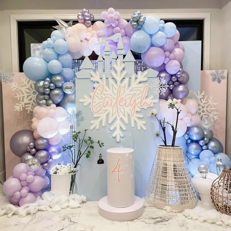 Froova Blue Purple Silver Balloon 12 Inch Winter Wonderland Balloon Clear Snowflake Latex Party Balloons for Merry Christmas Xmas Snow Winter Baby Shower Princess Holiday Birthday Party Decorations - Image 3