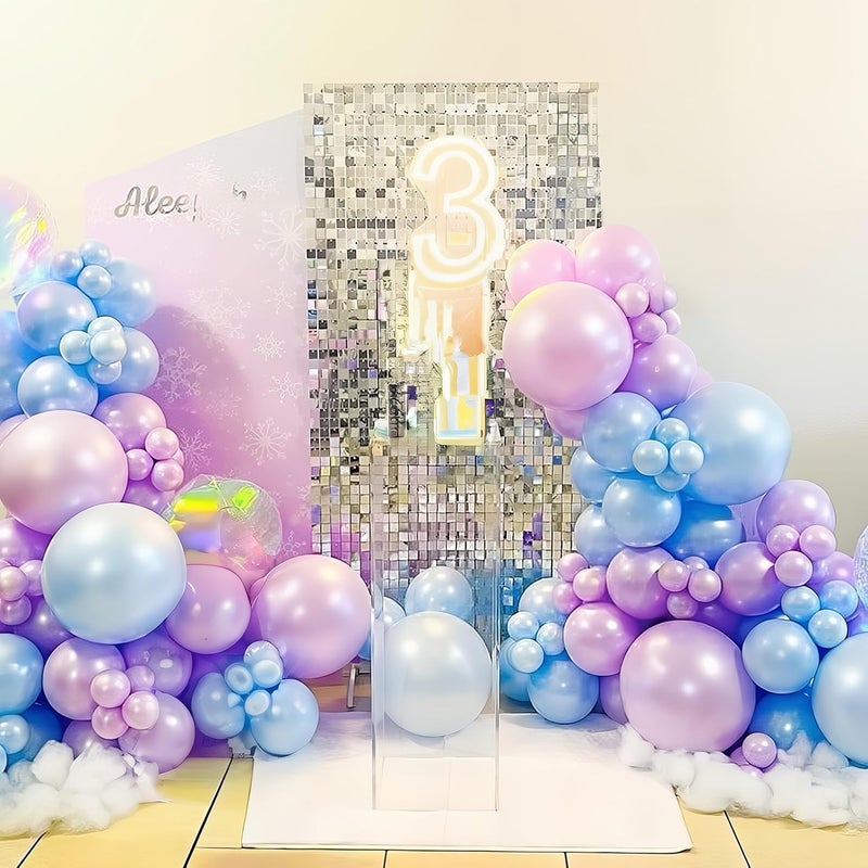 Froova Blue Purple Silver Balloon 12 Inch Winter Wonderland Balloon Clear Snowflake Latex Party Balloons for Merry Christmas Xmas Snow Winter Baby Shower Princess Holiday Birthday Party Decorations - Image 5