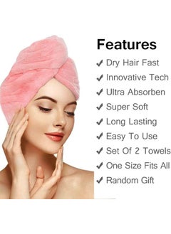SHOWAY 2 Pack Microfiber Hair Towel Wrap Magic Quick Dry Drying Turban For Women  - Image 2