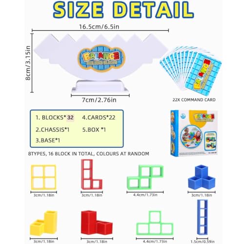 LAALIYA Tetra Tower Balance Block Stacking Game – 32 PCS Colorful Building Blocks with Wobble Base and Challenge Cards – Fun Strategy Toy for Family, Friends, Parties & Learning Play - Image 2