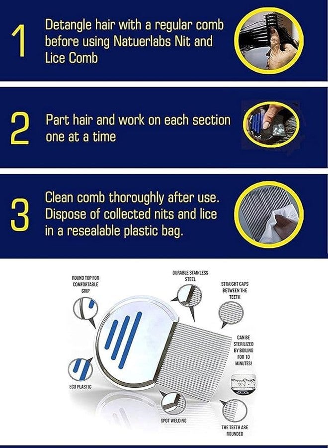 ADOERE مشط ADOERE المصنوع من الفولاذ المقاوم للصدأ لعلاج القمل والصئبان، مشط لإزالة قمل الرأس - Image 4