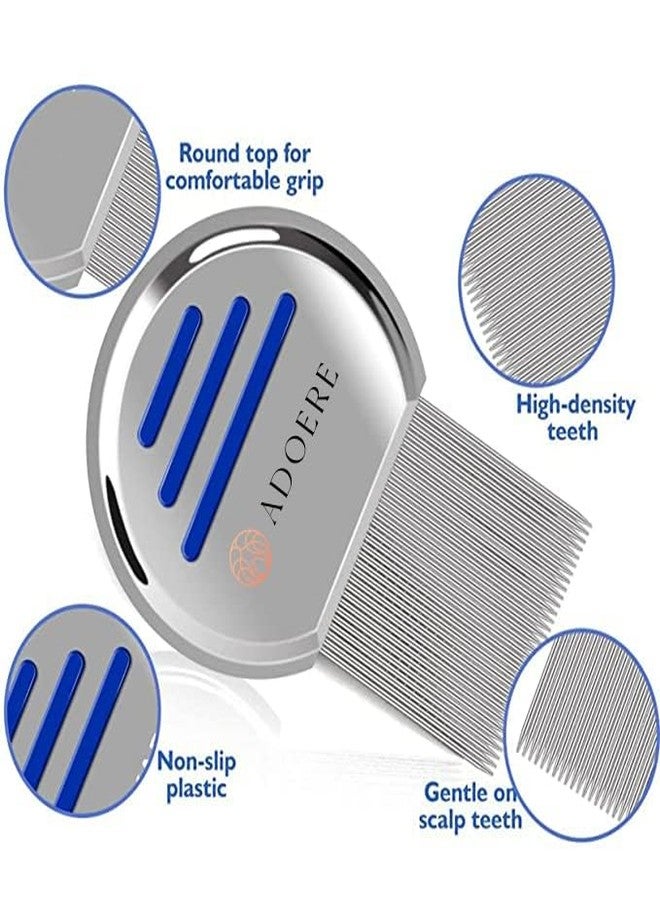 ADOERE مشط ADOERE المصنوع من الفولاذ المقاوم للصدأ لعلاج القمل والصئبان، مشط لإزالة قمل الرأس - Image 3
