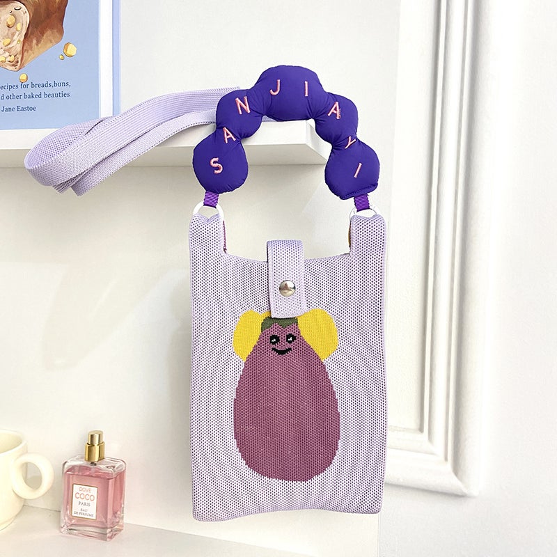 Cute Phone Bag Cartoon Cat Knitted Bag Original Design Handbag Knitted Mini Single Shoulder Crossbody Coin Purse - Image 1