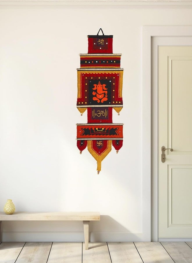 AIVIK Cotton Warli Wall Hanging Home Decor Tapestry (35 X 90, Abstract, Multicolour orange) Pack Of 1 - Image 2