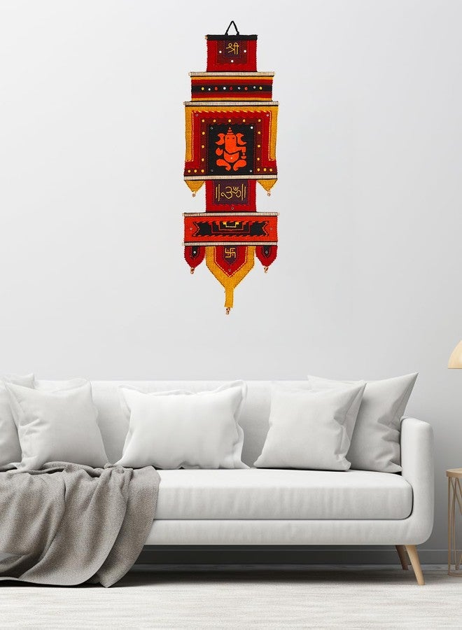 AIVIK Cotton Warli Wall Hanging Home Decor Tapestry (35 X 90, Abstract, Multicolour orange) Pack Of 1 - Image 4
