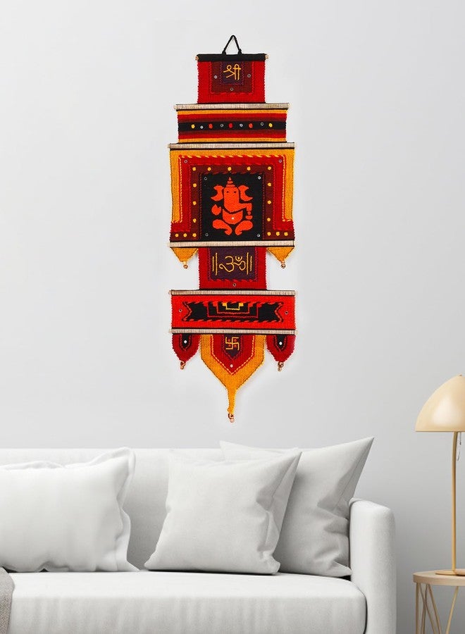 AIVIK Cotton Warli Wall Hanging Home Decor Tapestry (35 X 90, Abstract, Multicolour orange) Pack Of 1 - Image 3