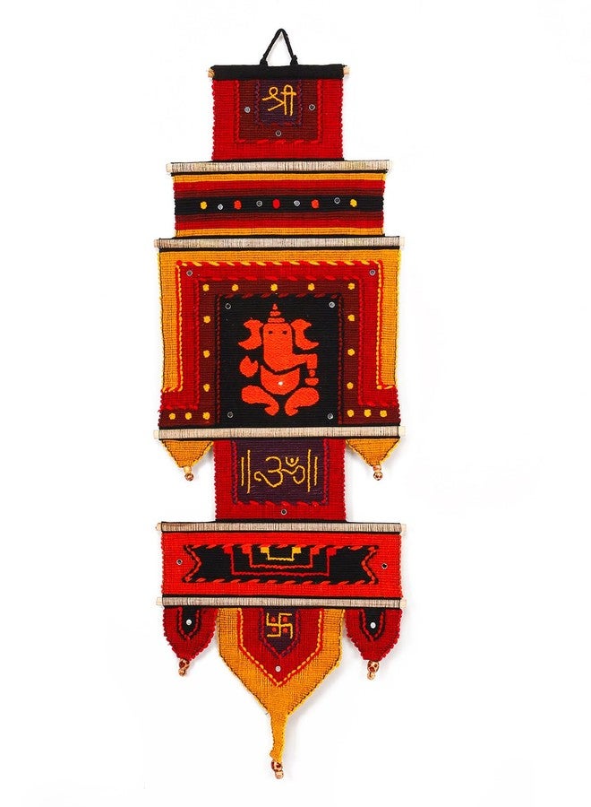 AIVIK Cotton Warli Wall Hanging Home Decor Tapestry (35 X 90, Abstract, Multicolour orange) Pack Of 1 - Image 1