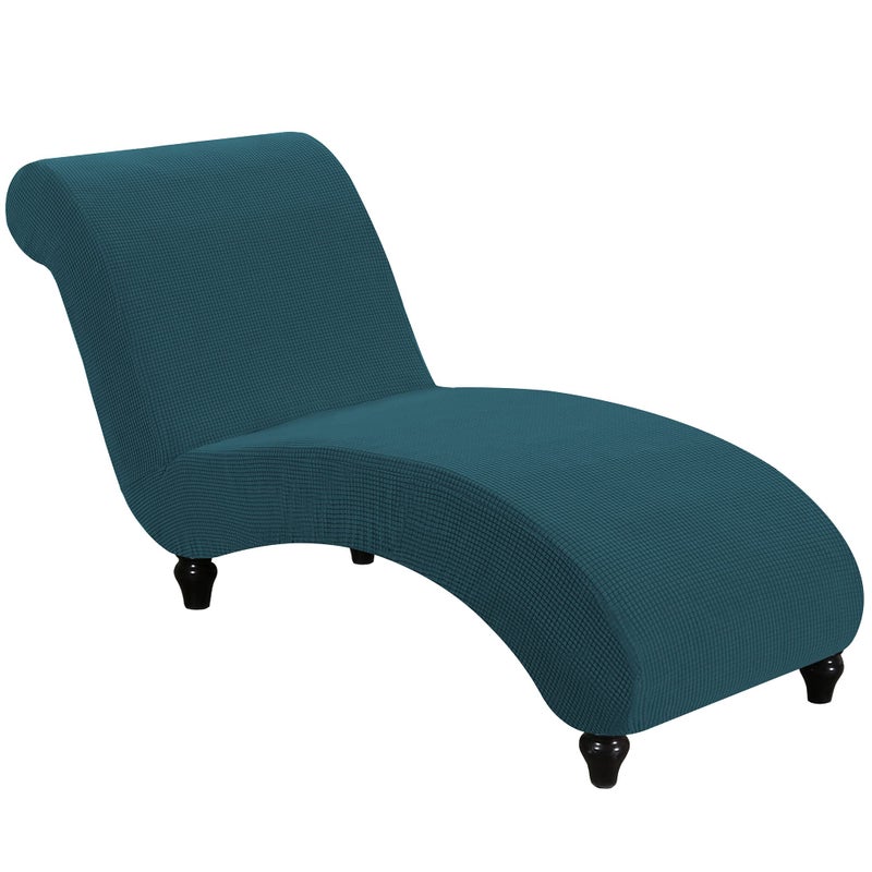 FantasDecor Chaise Lounge Cover Stretch Armless Chair Slipcover for Living Room Indoor Bedroom Soft Jacquard Fabric Machine Washable Deep Teal