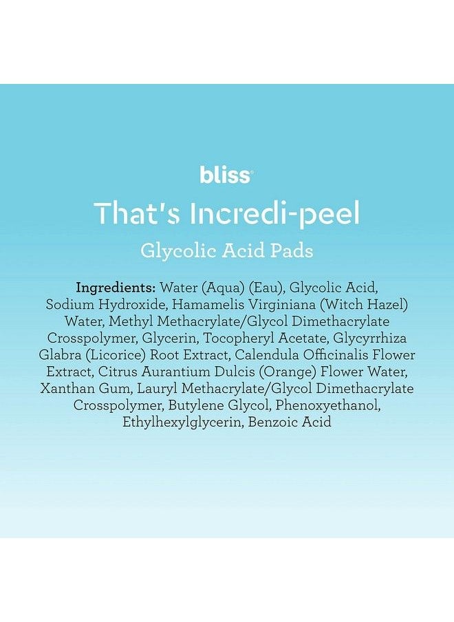 BLISS - That’S Incredipeel Glycolic Resurfacing Pads : Singlestep Pads For Exfoliating & Brightening : Vegan : 15 Ct - Image 1