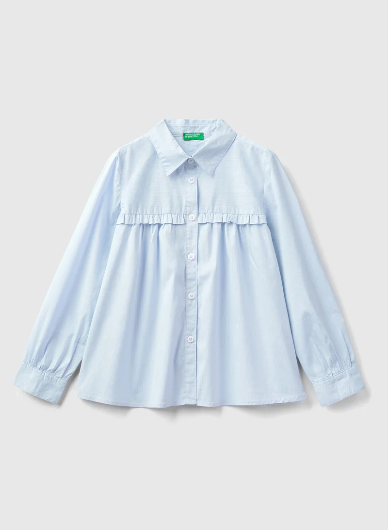 يونايتد كولورز أوف بينتيون Shirt With Rouches On The Yoke