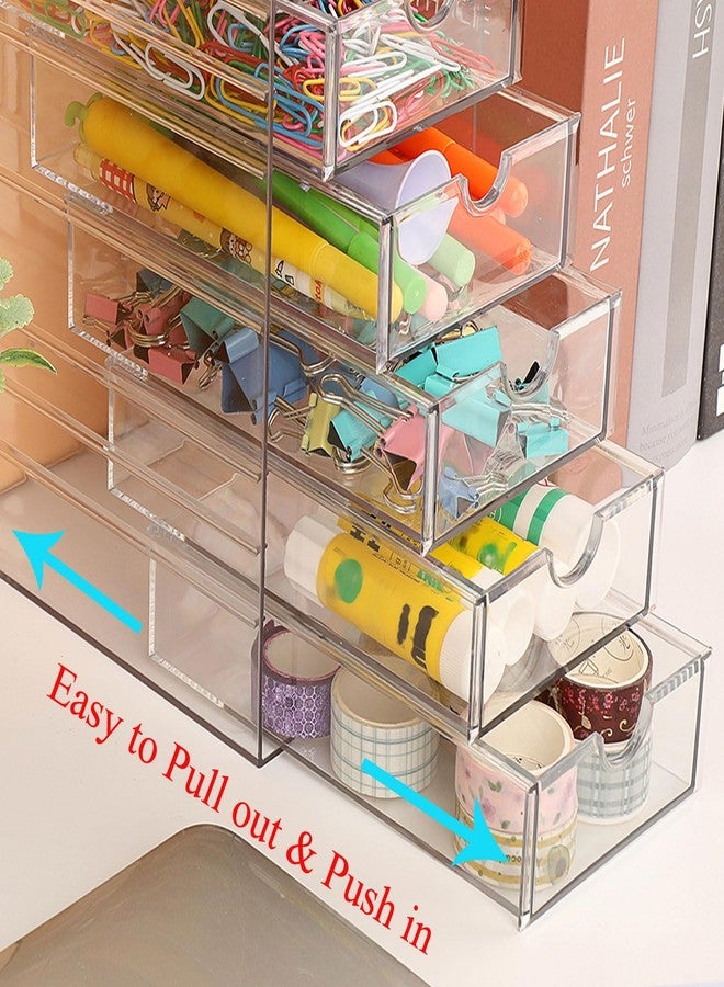 Hipiwe Plastic Drawer Organizer Clear Desktop Drawers Box with 6 Pull Out Drawer Compact Storage Box for Cabinet Vanity Bathroom Bedroom Pantry Shelf Office or Closet Organization - Image 3