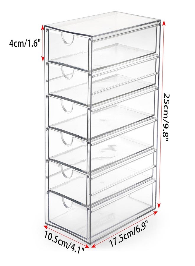 Hipiwe Plastic Drawer Organizer Clear Desktop Drawers Box with 6 Pull Out Drawer Compact Storage Box for Cabinet Vanity Bathroom Bedroom Pantry Shelf Office or Closet Organization - Image 5