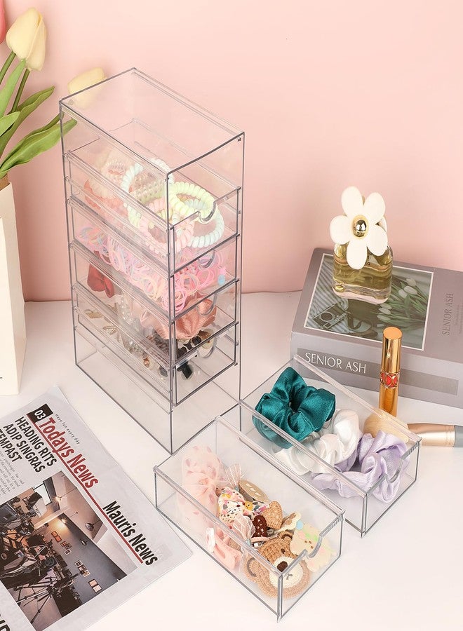Hipiwe Plastic Drawer Organizer Clear Desktop Drawers Box with 6 Pull Out Drawer Compact Storage Box for Cabinet Vanity Bathroom Bedroom Pantry Shelf Office or Closet Organization - Image 2