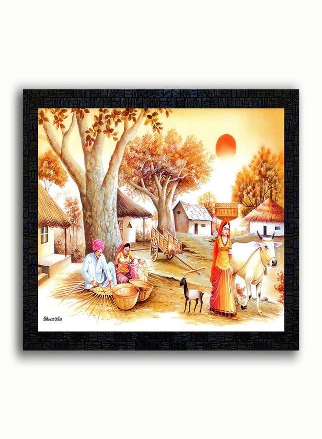 pnf Poster And Frames Rajasthani Culture Wooden Framed Painting | For Living Room, Bedroom | Home Decoration Item | Best Gifting Option (13.5x19 inch,Multicolour,Synthetic) 16692 - Image 1