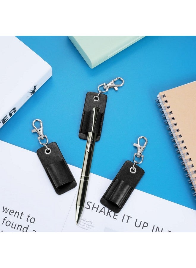Aster 4 Pcs Portable Lanyard Pen Holder, Leather Badge Pencil Holder Leather Pen Pouch Holder Pocket Protector For Badge Pen Holder Keychain Or Neck Lanyard  - Image 4