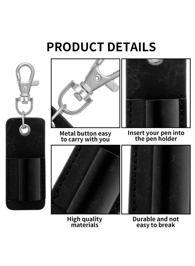 Aster 4 Pcs Portable Lanyard Pen Holder, Leather Badge Pencil Holder Leather Pen Pouch Holder Pocket Protector For Badge Pen Holder Keychain Or Neck Lanyard  - Image 3