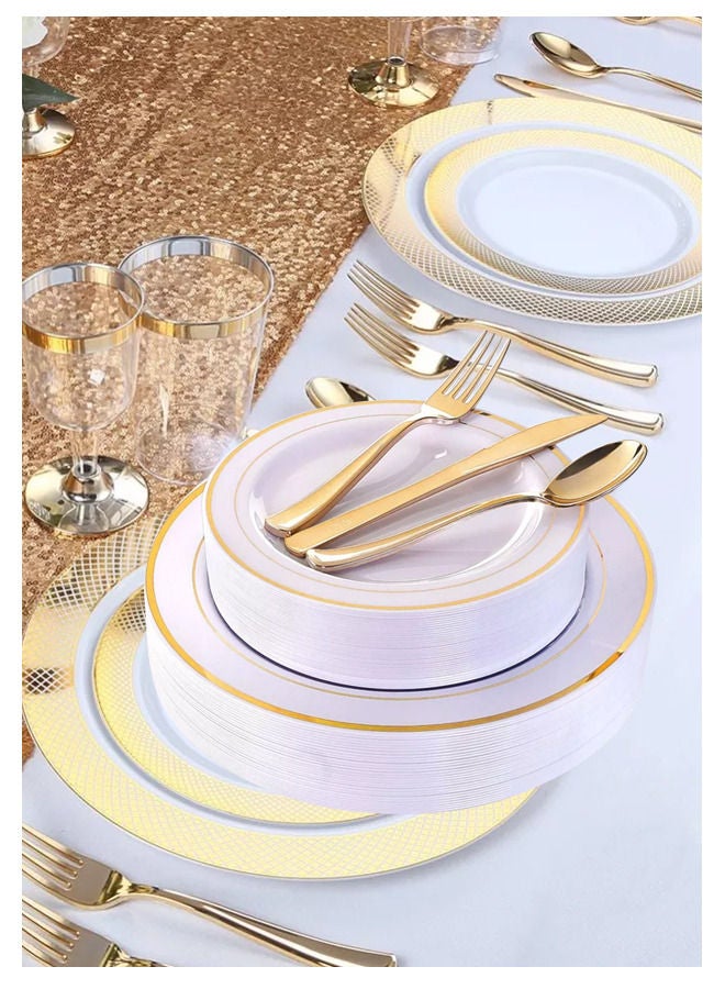 AIWANTO 125-Piece Disposable Plates Spoons Dinnerware Set for 25 Guests Party Birthday Plates for Lunch - Image 5