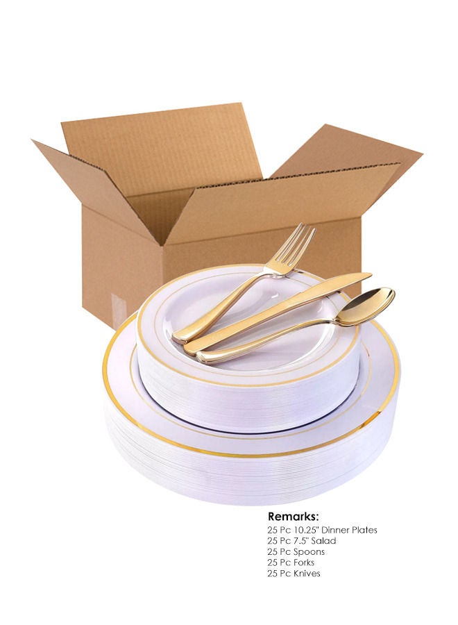 AIWANTO 125-Piece Disposable Plates Spoons Dinnerware Set for 25 Guests Party Birthday Plates for Lunch - Image 4