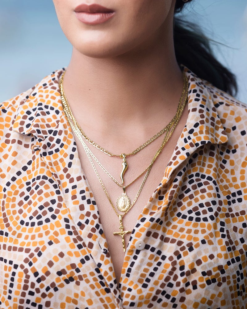 Barzel Cross Necklace for Women & Men 18K Gold Plated Flat Mariner/Marina 060 3MM Chain Necklace With Italian Cross Pendant (Gold Cross, 20) - Image 4