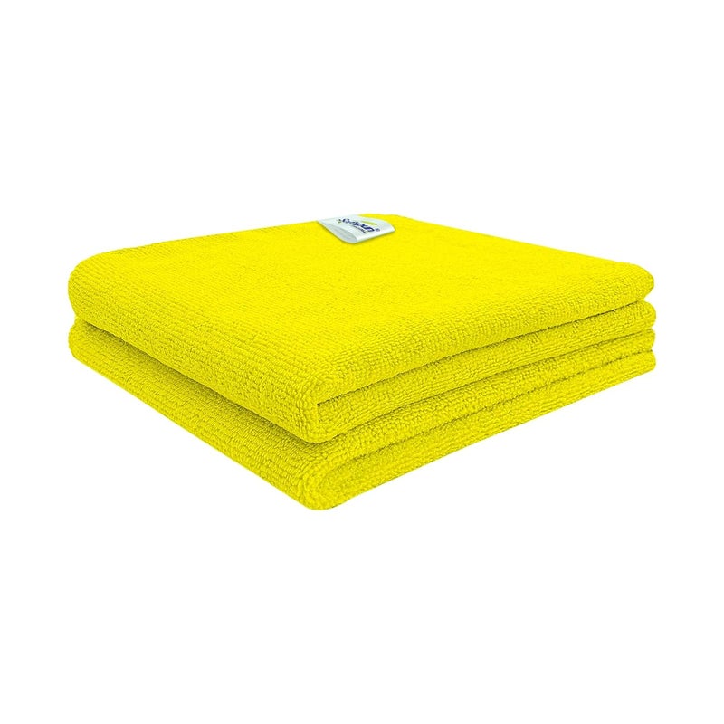 SOFTSPUN Microfiber Cloth 2 pcs 40x40 cms 340 GSM Yellow Thick Lint StreakFree Multipurpose Cloths Automotive Microfibre Towels for Car Bike Cleaning Polishing Washing Detailing - Image 1