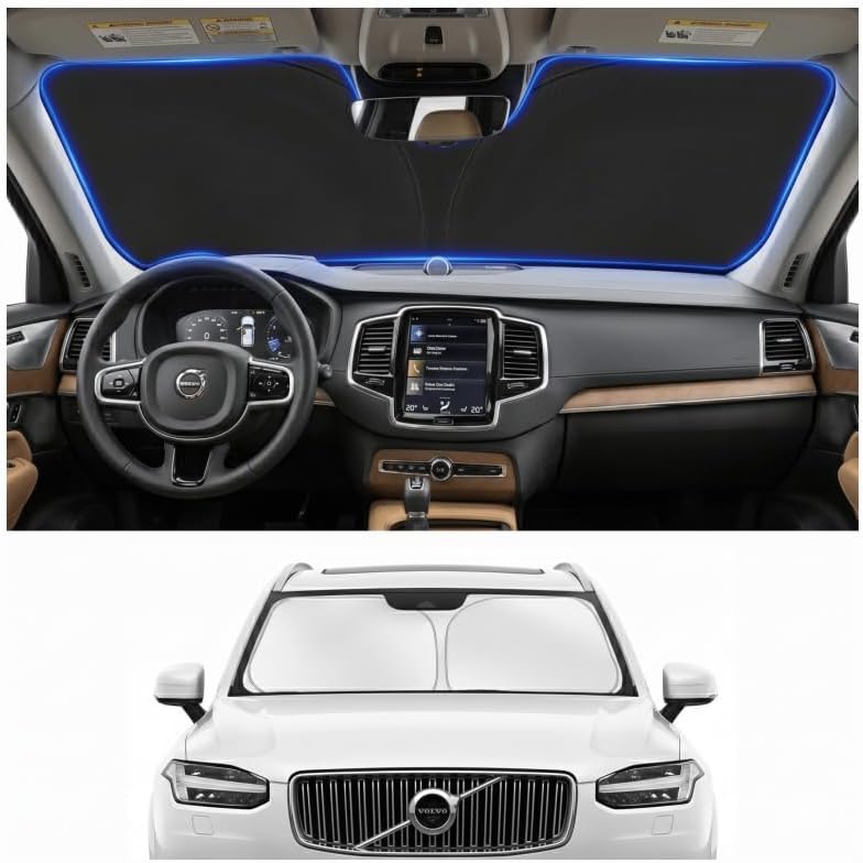 غطاء زجاج أمامي مخصص لفولفو XC90 XC-90 2016-2026 | غطاء زجاج أمامي مخصص، يحجب الأشعة فوق البنفسجية، درع حراري مزدوج الطبقات، إطار متين، سهل الطي والتخزين - Image 1
