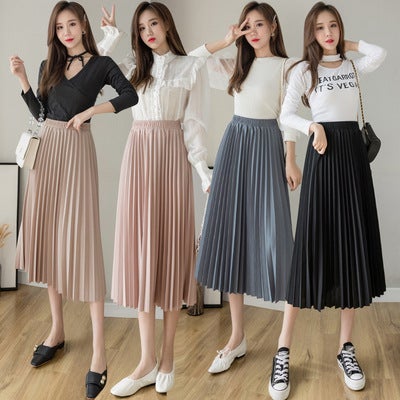 2024 Flowy Chiffon Wide-Leg Pants Casual Women apricot Skirt