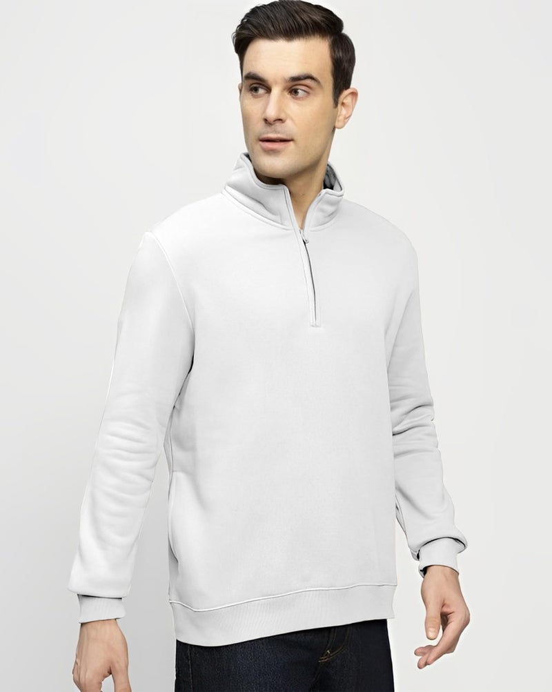 AUSK Mens Sweatshirt with Neck Zipper || Full Sleeve Polo Collar Jacket for Winter wear Fleece Fabric Sweatshirt for Man - Image 4