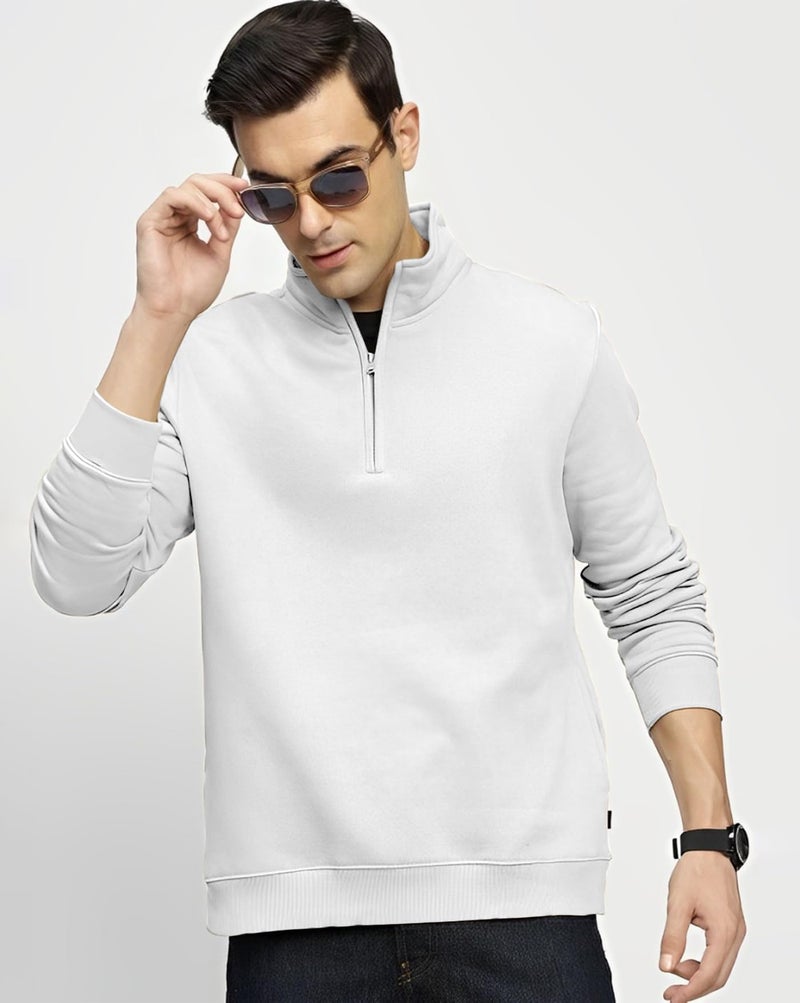 AUSK Mens Sweatshirt with Neck Zipper || Full Sleeve Polo Collar Jacket for Winter wear Fleece Fabric Sweatshirt for Man - Image 2
