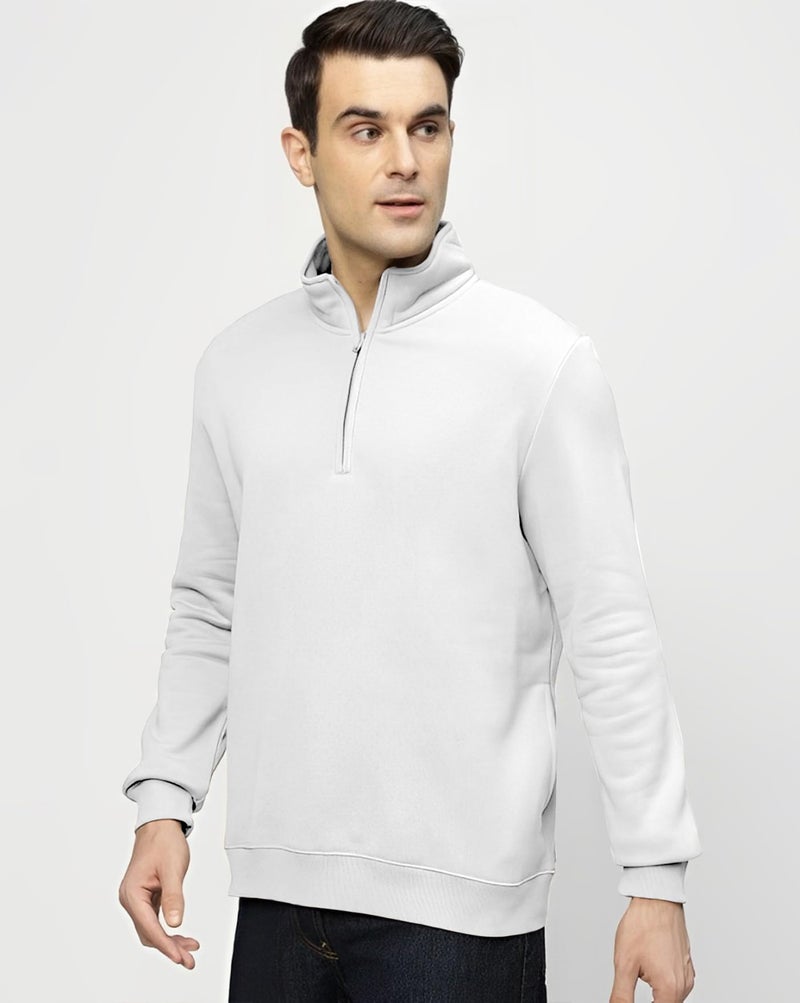 AUSK Mens Sweatshirt with Neck Zipper || Full Sleeve Polo Collar Jacket for Winter wear Fleece Fabric Sweatshirt for Man - Image 5