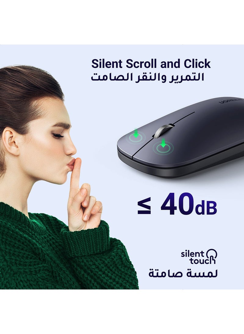 Ugreen Wireless Mouse Silent Computer Mice Slim Portable for Laptop with 2.4G USB Adapter Ultrafast Scrolling 4 Adjustable DPI Compatible with PC HP Lenovo ASUS Dell | Black - Image 3