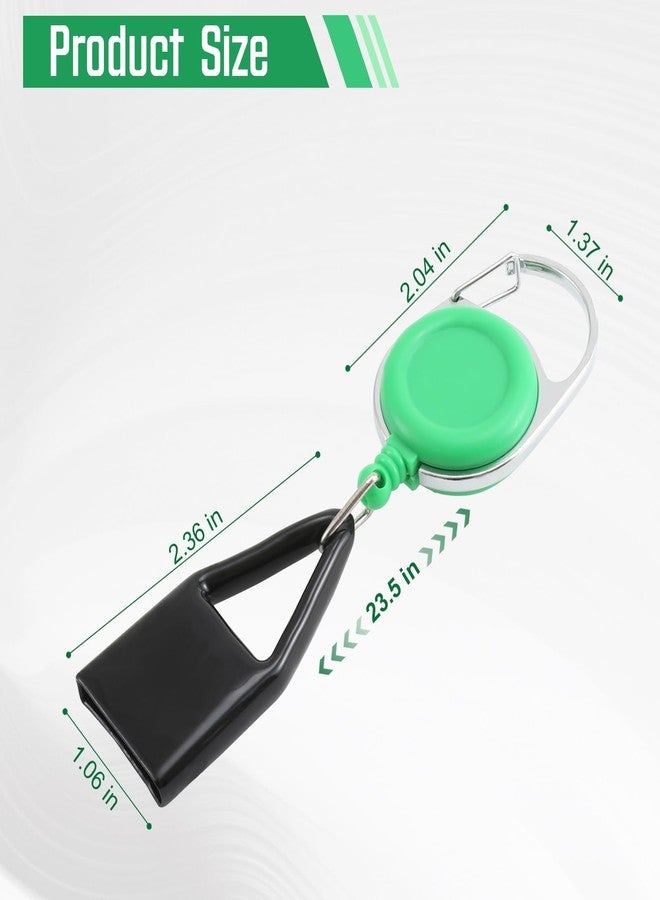 Tarini 2Pcs Retractable Lighter Leash Keychain 1 Black+1 Green Anti-Lost Lighter Holder with Metal Clip, 25.6 Inch Cord for Fishing Hiking Camping Everyday Carry - Image 2