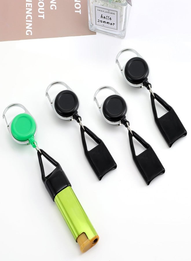 Tarini 2Pcs Retractable Lighter Leash Keychain 1 Black+1 Green Anti-Lost Lighter Holder with Metal Clip, 25.6 Inch Cord for Fishing Hiking Camping Everyday Carry - Image 4