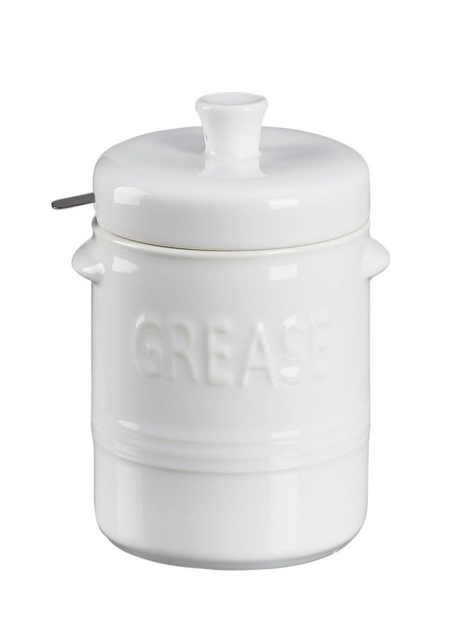 ONEMORE Ceramic Bacon Grease Container with Strainer, Bacon Grease Saver for Kitchen, 32 oz, White - Image 1