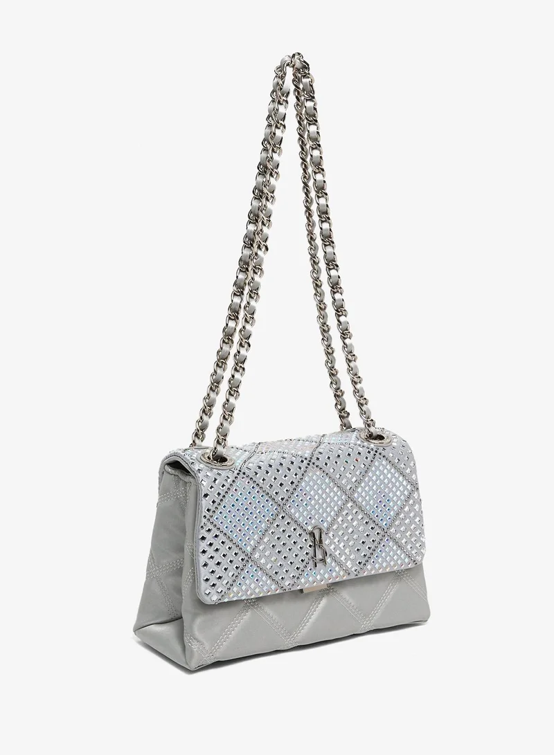 STEVE MADDEN Steve madden badalind women's silver satchel bag