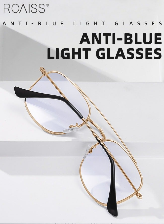 roaiss Blue Light Blocking Glasses Blue Light Filter Computer Reading Gaming TV Phones Square Eyeglasses Fashion Anti Eyestrain Headache Eyewear for Men Women Gold 54mm  - Image 4