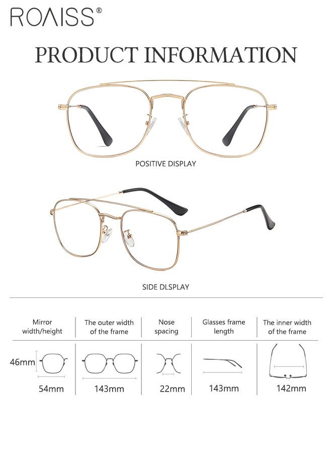 roaiss Blue Light Blocking Glasses Blue Light Filter Computer Reading Gaming TV Phones Square Eyeglasses Fashion Anti Eyestrain Headache Eyewear for Men Women Gold 54mm  - Image 5